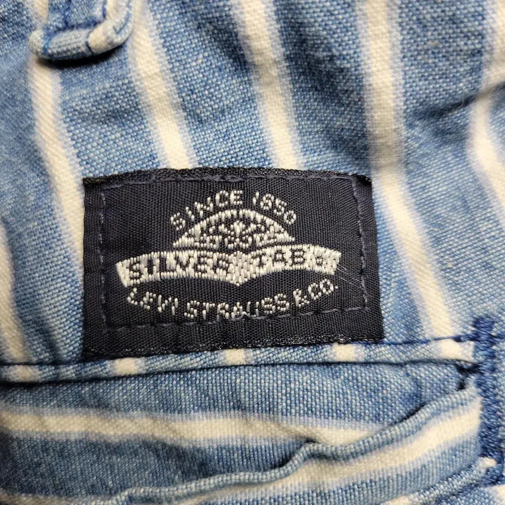 Levi's SilverTab Vintage Shorts Men 36 Blue White Striped Pleated Cotton Casual